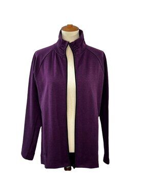 Kirkland Signature Full-Zip Jacket Womens L Knit Purple Pockets Raglan Sleeves